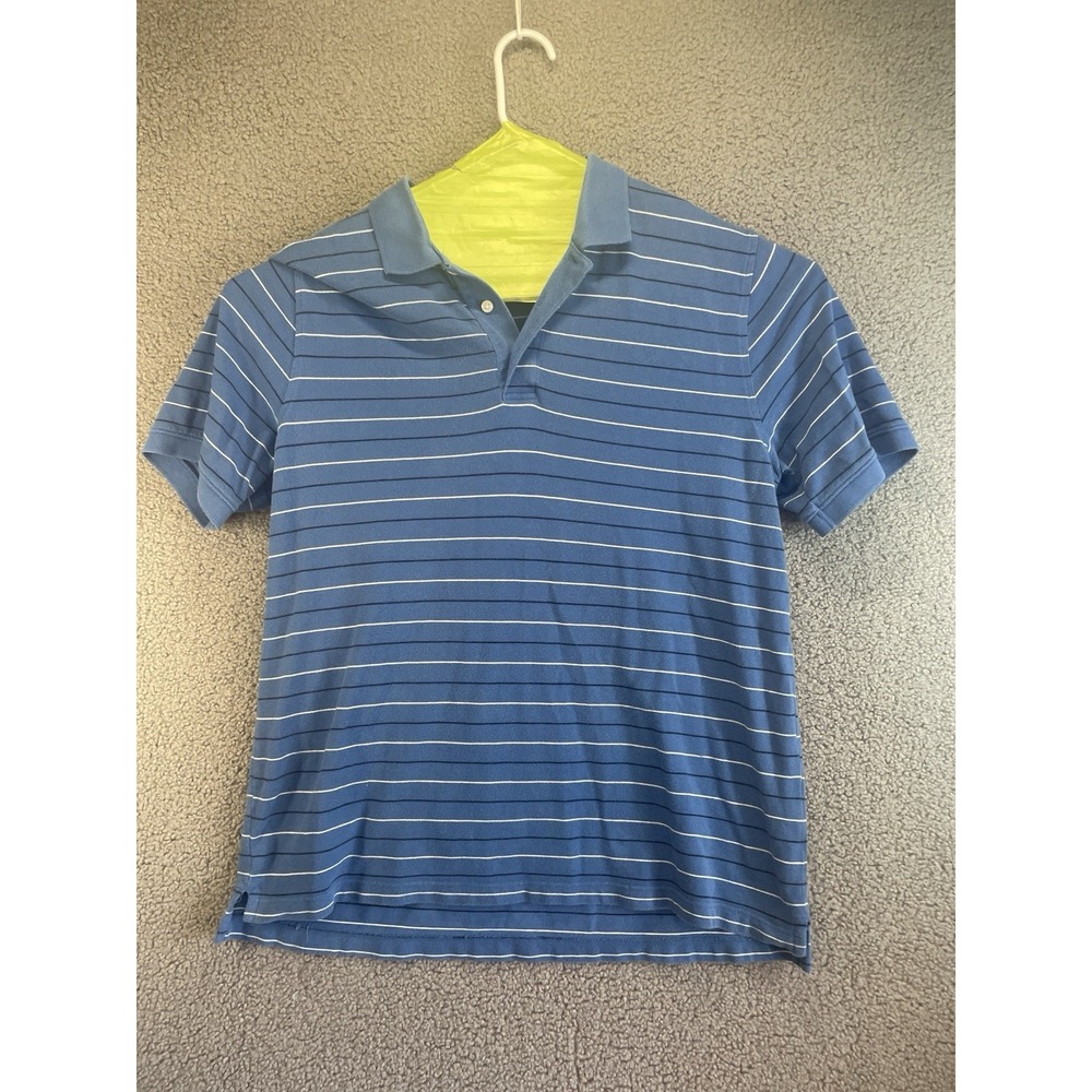 CROFT & BARROW Polo Shirt Men's Size Large Striped BlueClassic Preppy Retro Dad